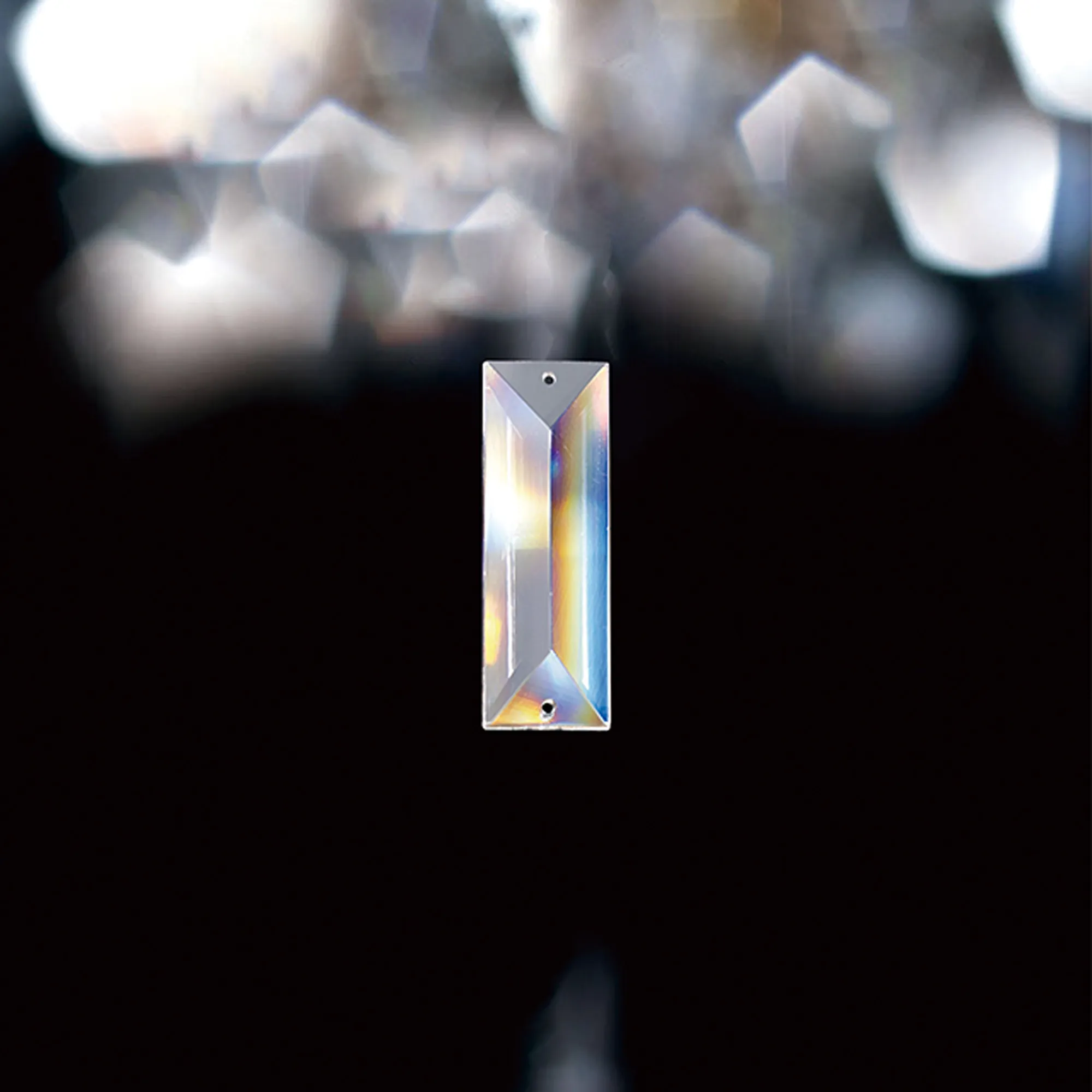 C70090  Crystal Rectangle Without Ring 62x22mm 2 Holes